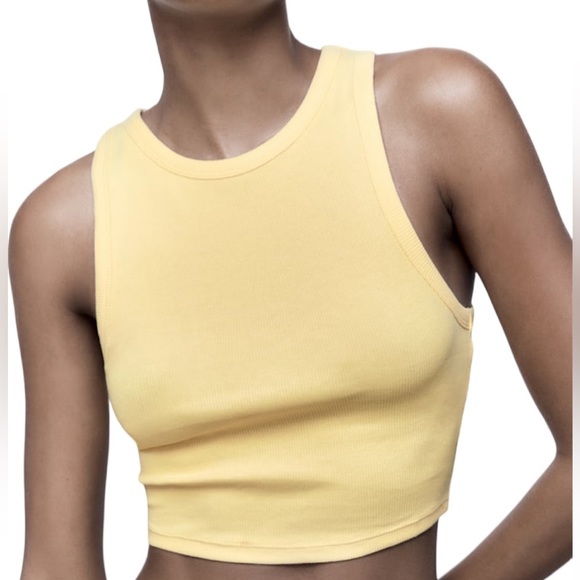 Zara Tops - Light pastel yellow baby Tee mini crop top tank top Zara Size S